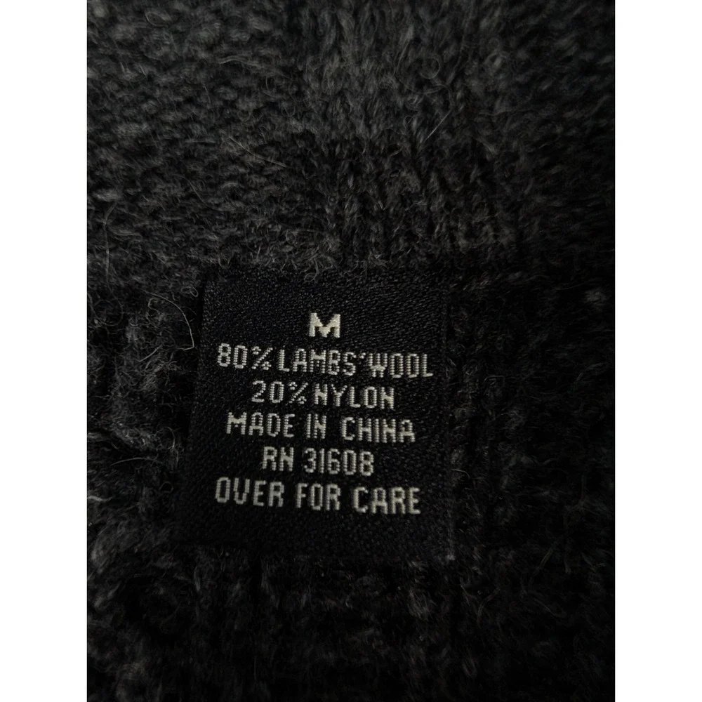 Jos A‎ Bank Sweater Men's M Gray 1/4 Zip Cable Fisherman Knit Lamb's Wool Blend